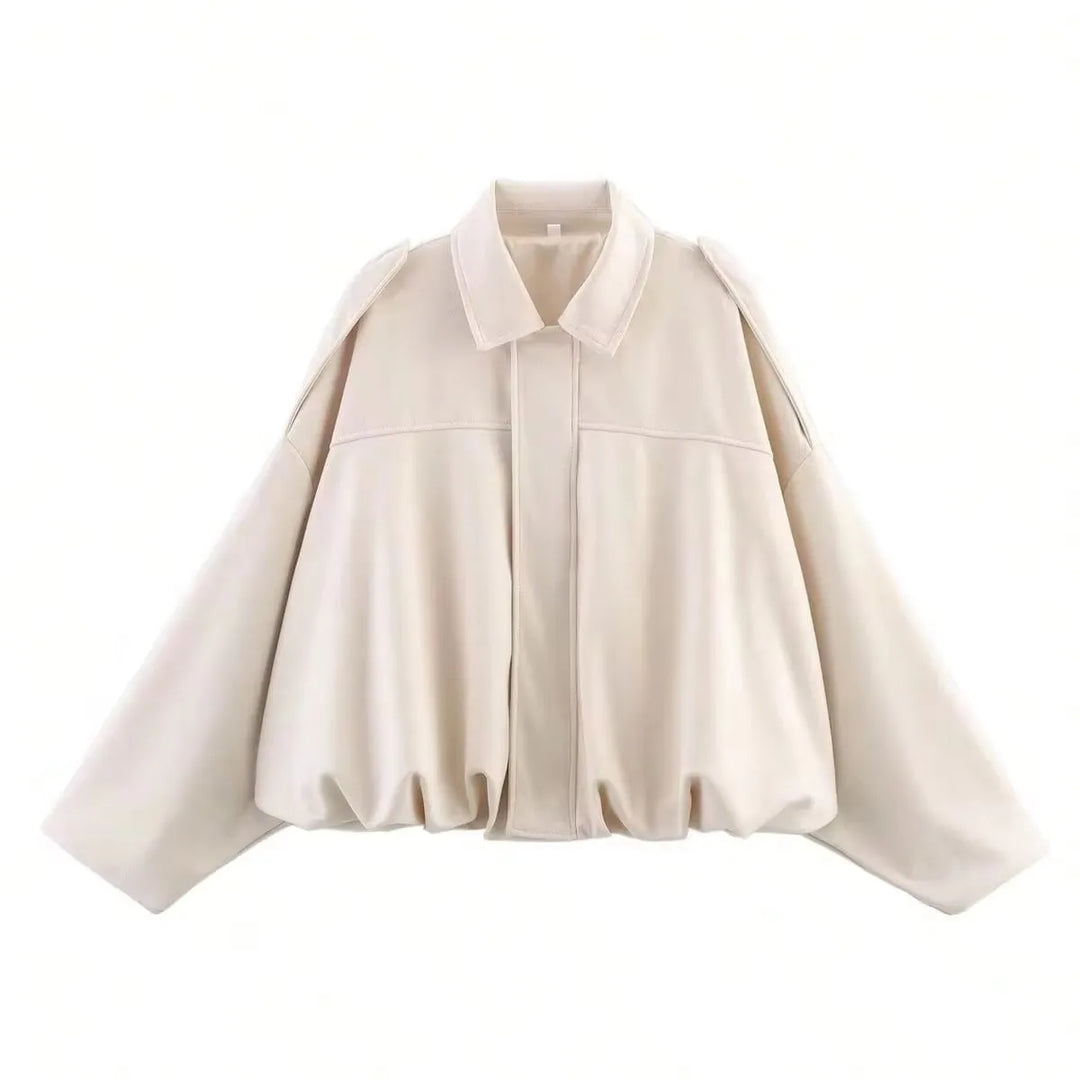 Dame Ruskind Bomberjakke | Brun/Grøn Læderjakke Casual Elegant Stil
