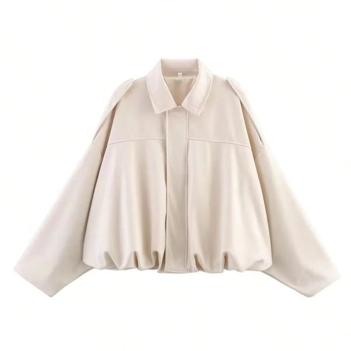 Dame Ruskind Bomberjakke | Brun/Grøn Læderjakke Casual Elegant Stil