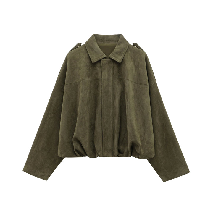 Dame Ruskind Bomberjakke | Brun/Grøn Læderjakke Casual Elegant Stil