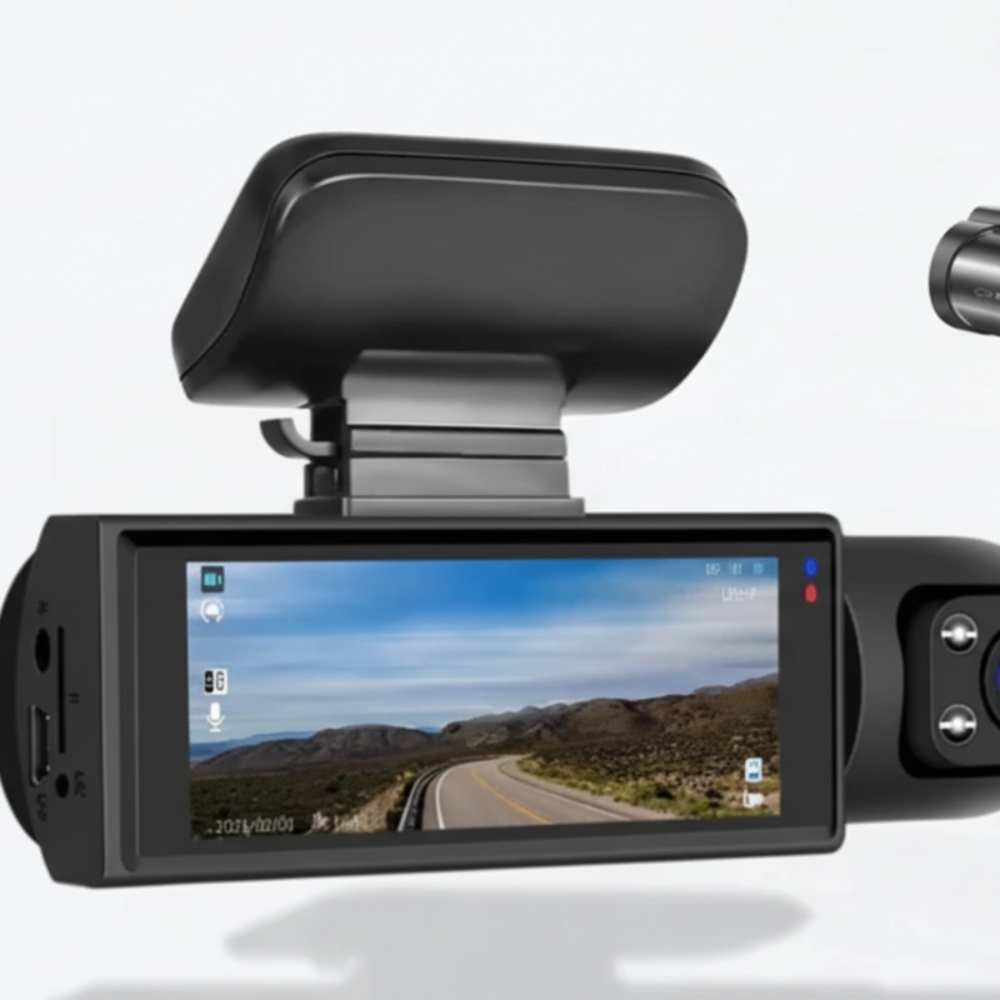 Dashcam 3-kanals Full HD bilkamera med bakkamera og nattesyn