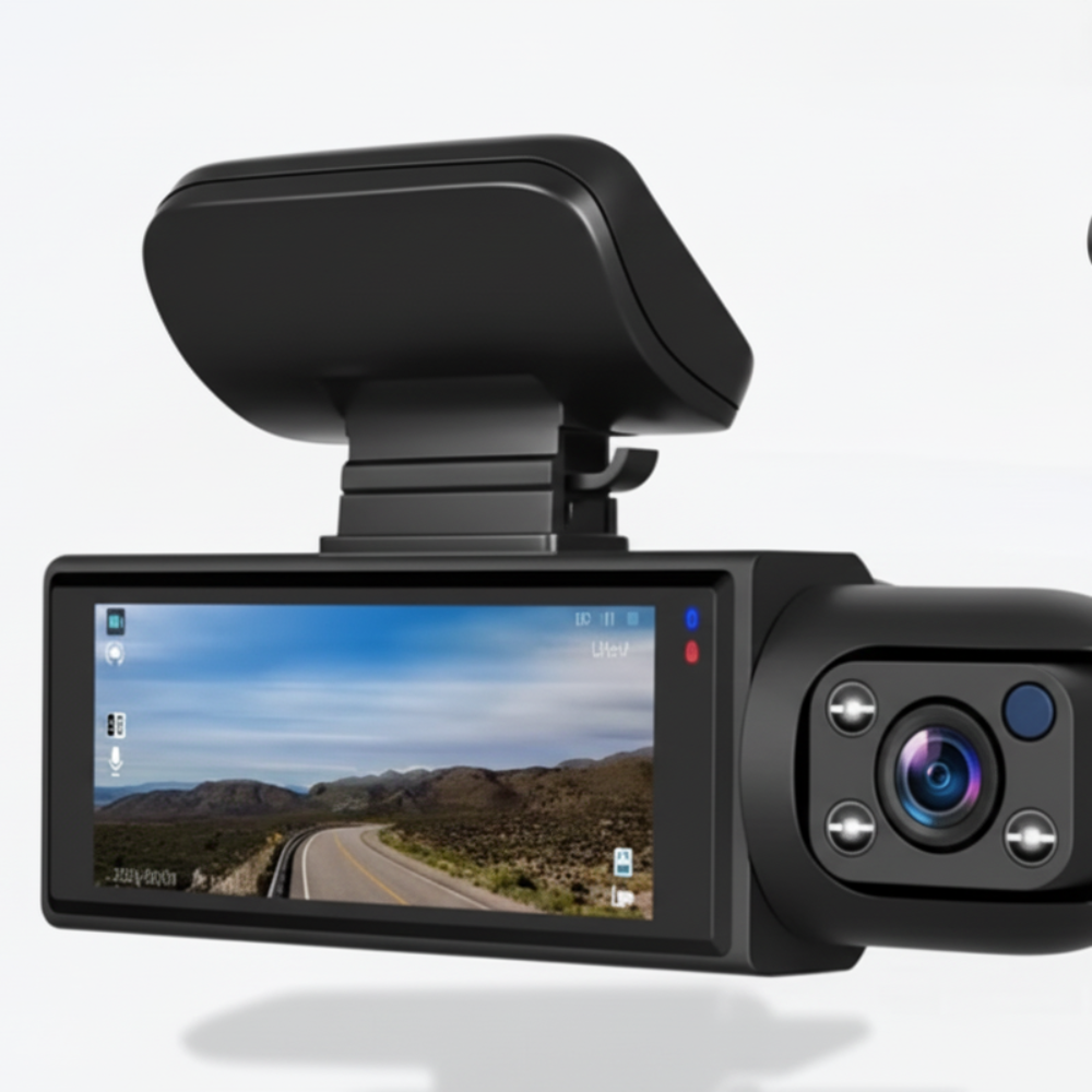 Dashcam 3-kanals Full HD bilkamera med bakkamera og nattesyn