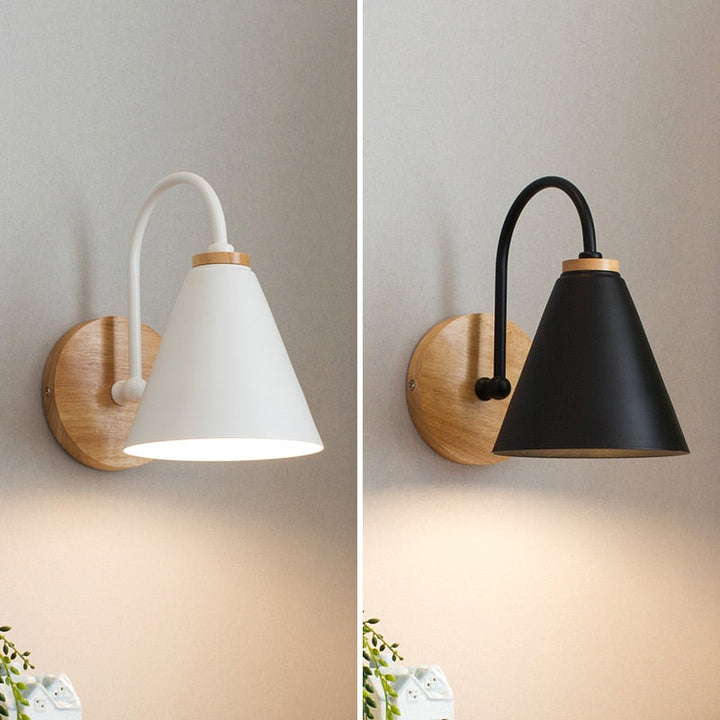 Ardello Wandlamp | Metal & Træ Buet Moderne Læselampe til Soveværelse & Stue