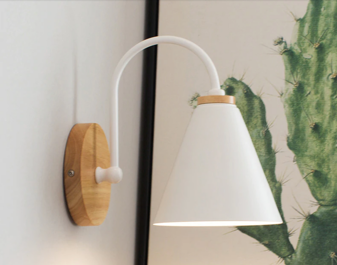 Ardello Wandlamp | Metal & Træ Buet Moderne Læselampe til Soveværelse & Stue