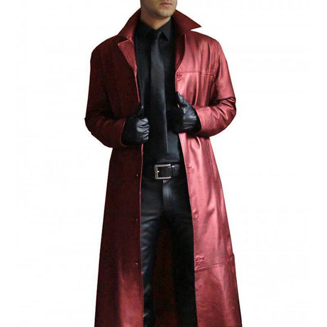 Tijn Herre Læder Trenchcoat | Langt Slankt Silhuet - Robust & Elegant Jakke