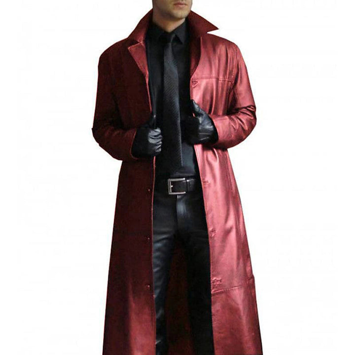 Tijn Herre Læder Trenchcoat | Langt Slankt Silhuet - Robust & Elegant Jakke