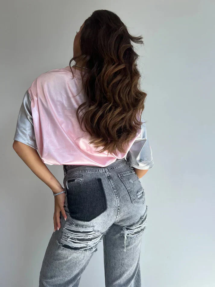 Becky Straight Leg Jeans | Høj talje med riflede detaljer