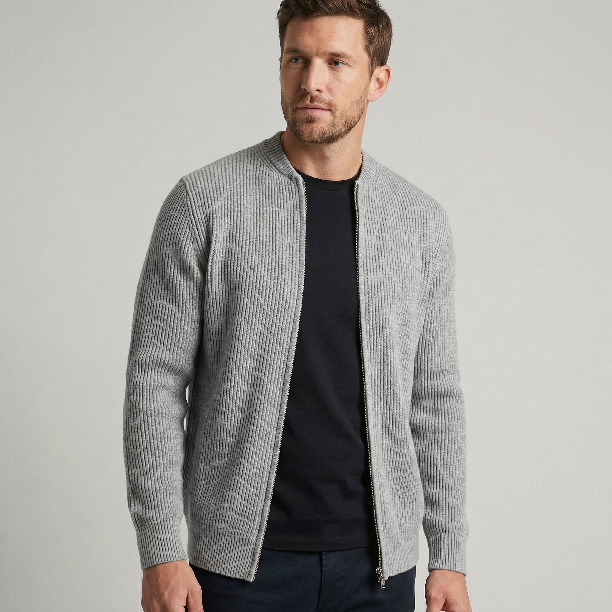 FrostVale - Herrecardigan Med Lynlås