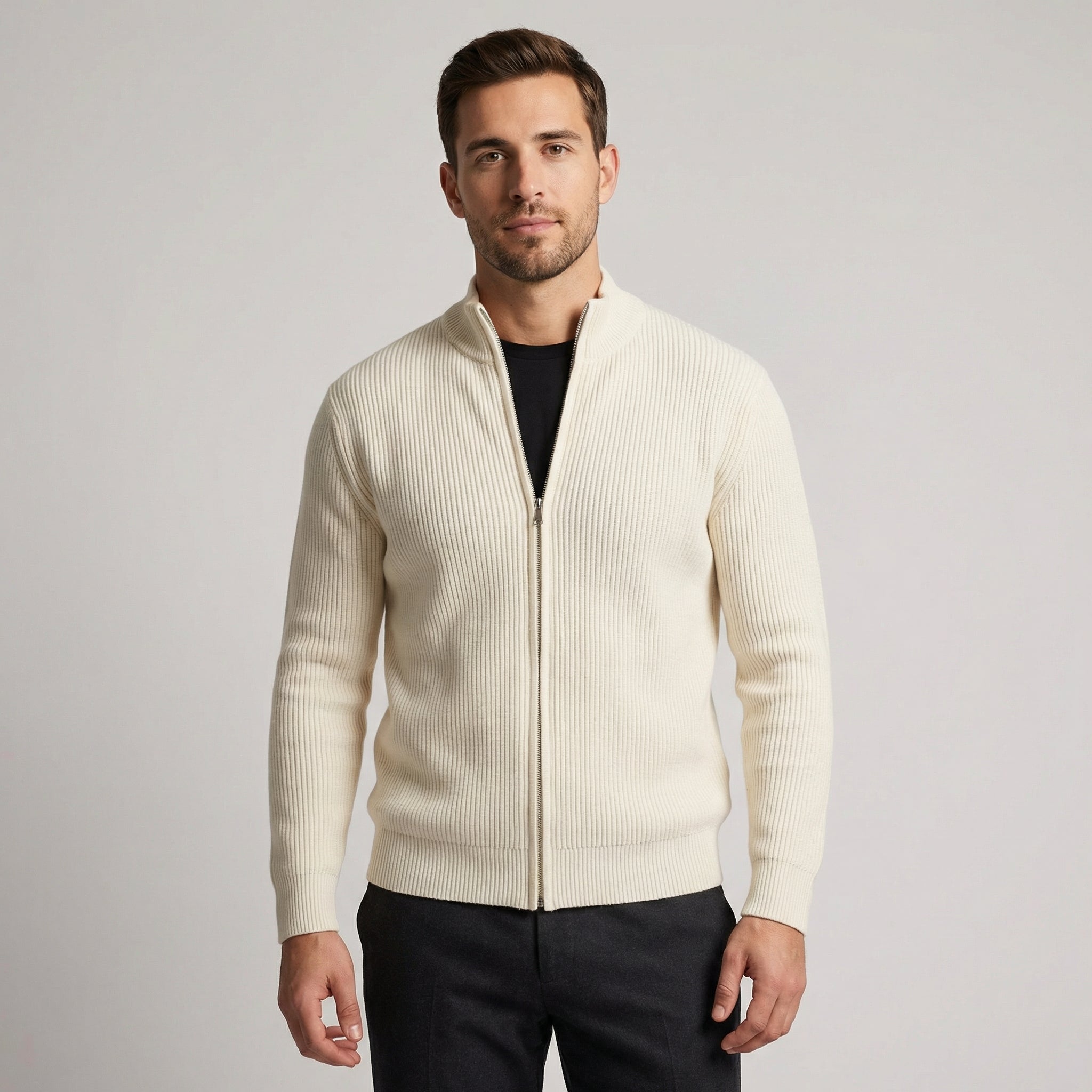 FrostVale - Herrecardigan Med Lynlås