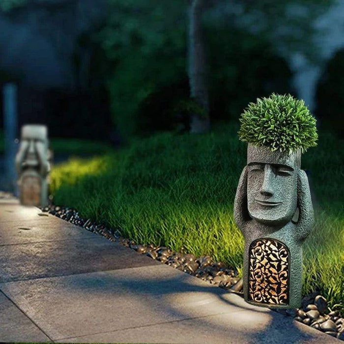 GardenDecor maceta artística - Iluminación LED solar integrada, resistente a la intemperie