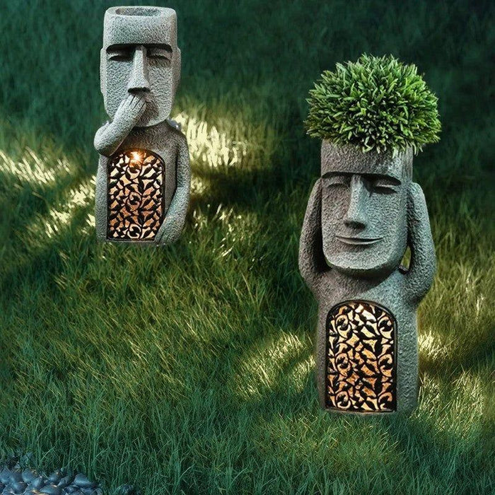 GardenDecor maceta artística - Iluminación LED solar integrada, resistente a la intemperie