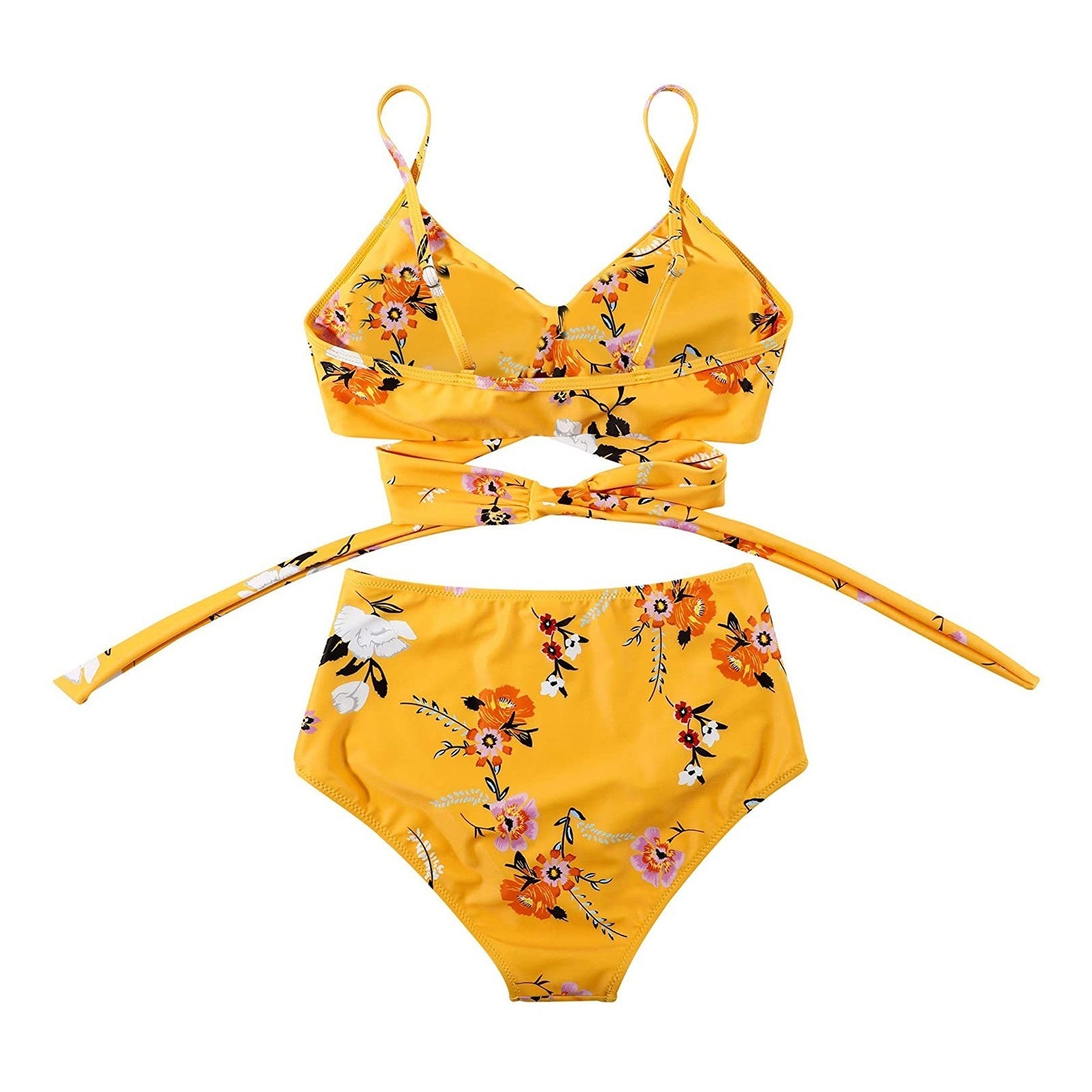 Bikini coloré pour femmes avec taille haute et coupe soutenante
