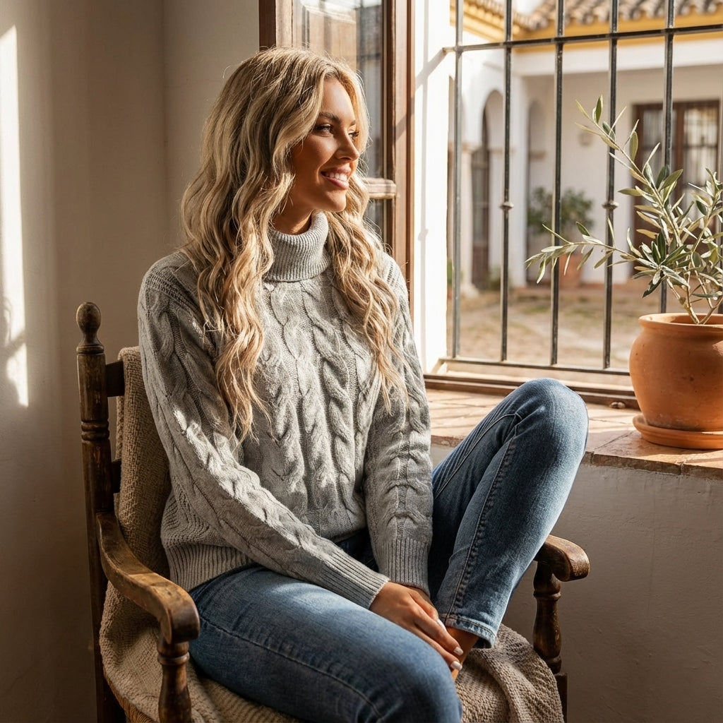 Pletený rolák pre ženy v mäkkej kvalite a nadčasovom dizajne