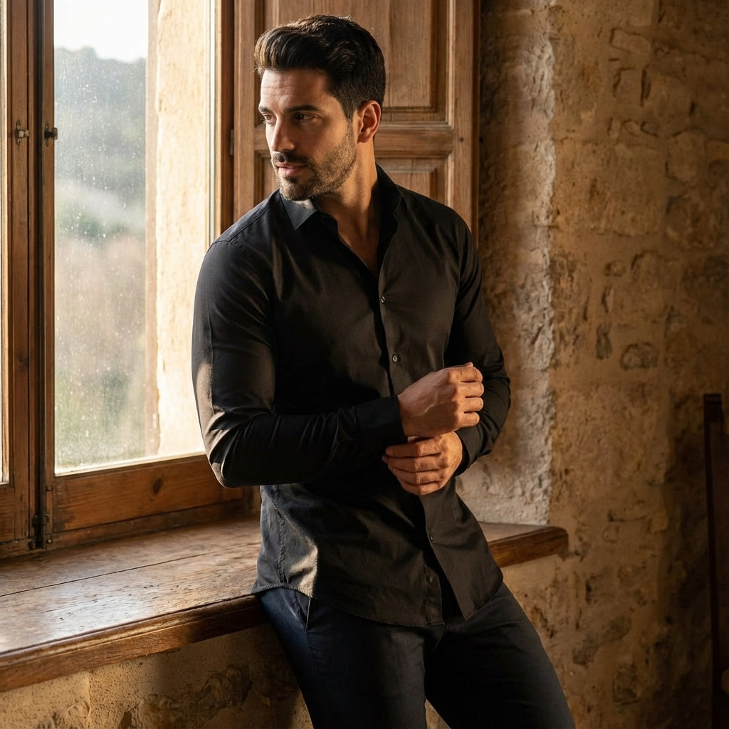 Camisa para hombre sin arrugas con elasticidad y corte moderno