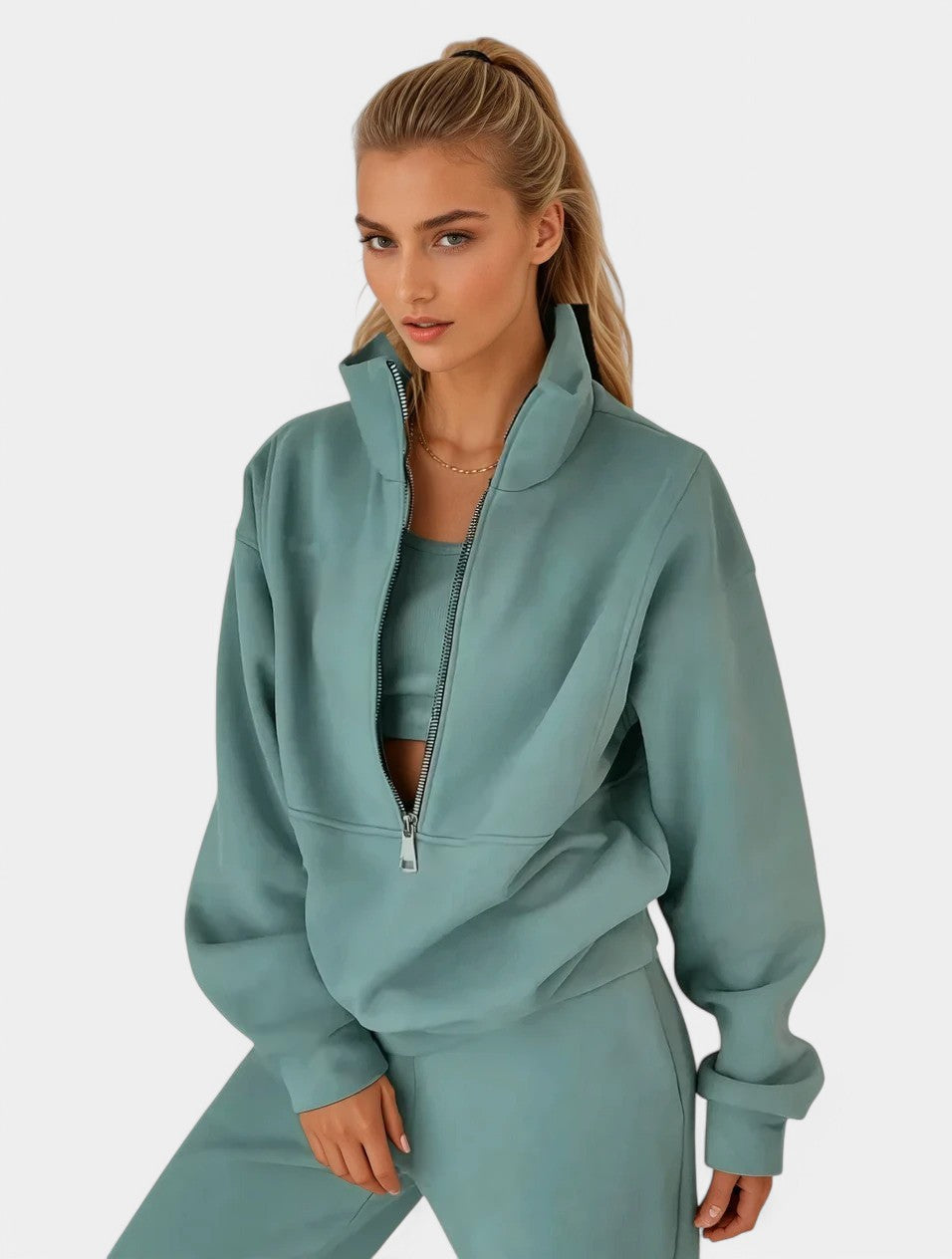 Set de odihnă tricotat pentru femei cu pantaloni largi și textură moale