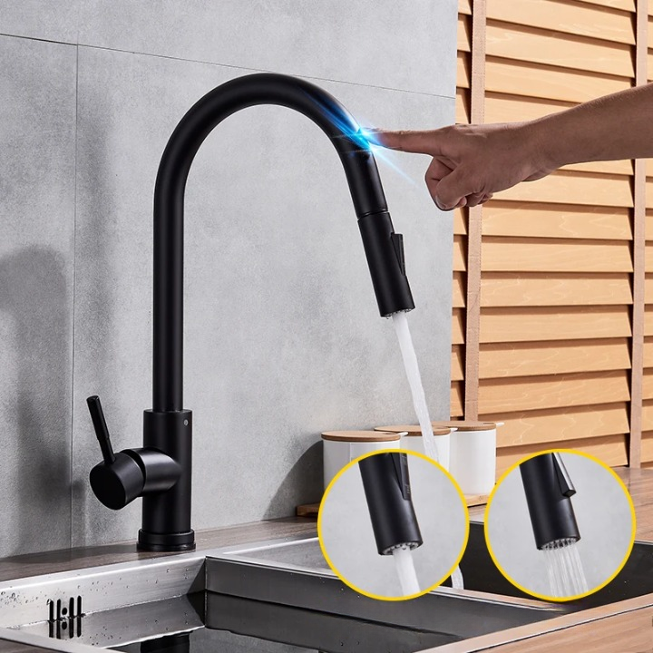 Torneira de cozinha com sensor de toque | Design moderno com bico retrátil