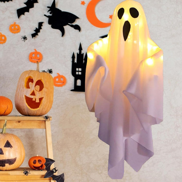 Decoraciones de fantasmas iluminadas de tela - colgantes espeluznantes de Halloween