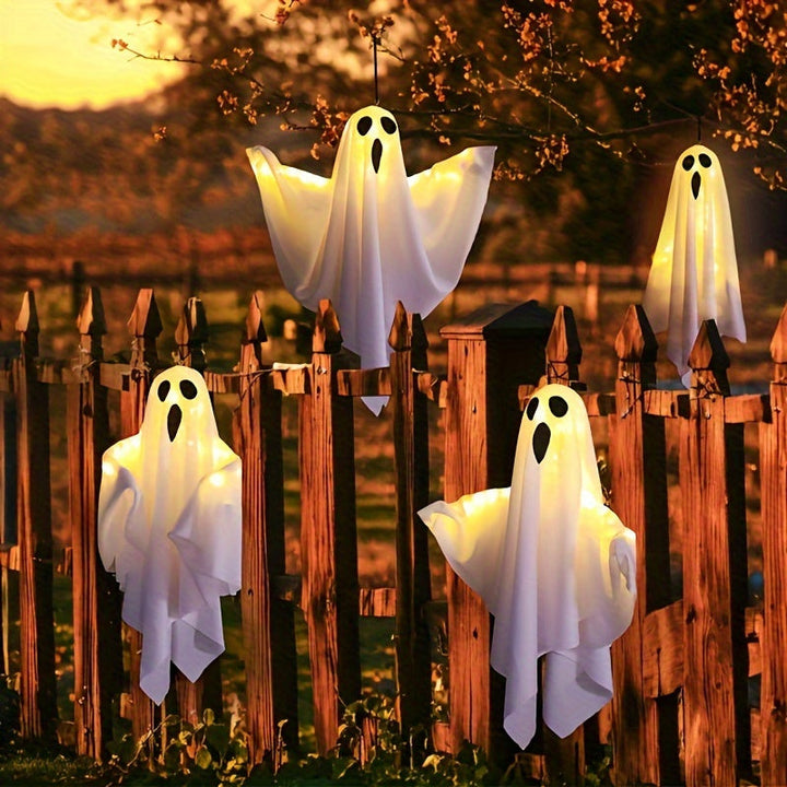 Decoraciones de fantasmas iluminadas de tela - colgantes espeluznantes de Halloween