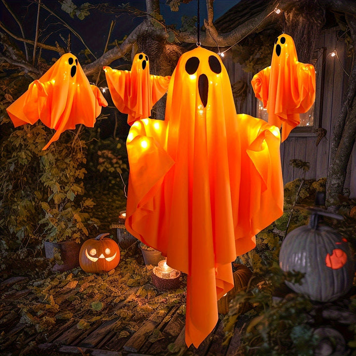 Decoraciones de fantasmas iluminadas de tela - colgantes espeluznantes de Halloween