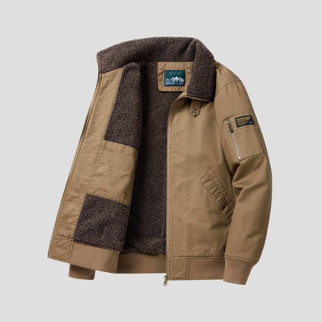 Kurtka bomber z polaru dla mężczyzn z zamkiem błyskawicznym | Ciepła i stylowa kurtka zimowa