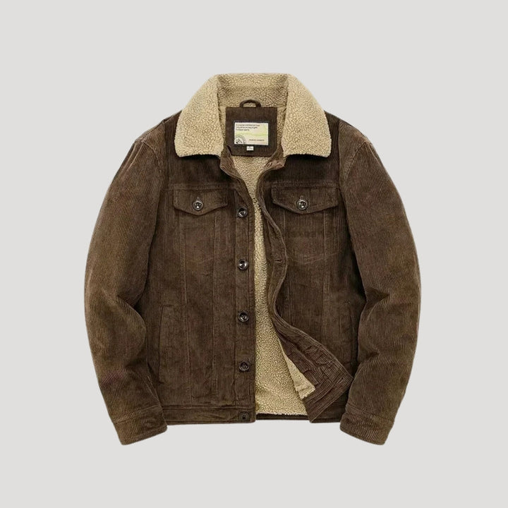 Kurtka ciężarówkowa dla mężczyzn z podszyciem z baranka | Ciepła kurtka zimowa w stylu zamszowym