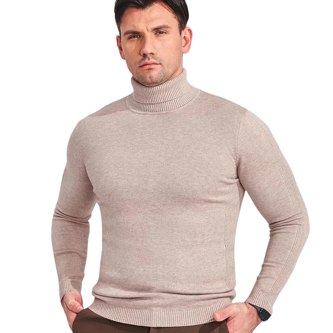 Herre Kashmir Rullekrave Sweater | Luksuriøs Varm Strik i Tidløst Design