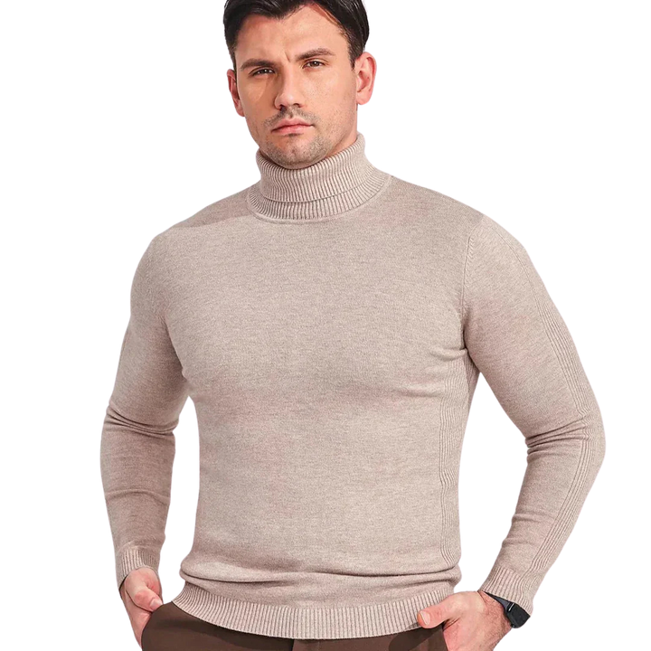 Herre Kashmir Rullekrave Sweater | Luksuriøs Varm Strik i Tidløst Design