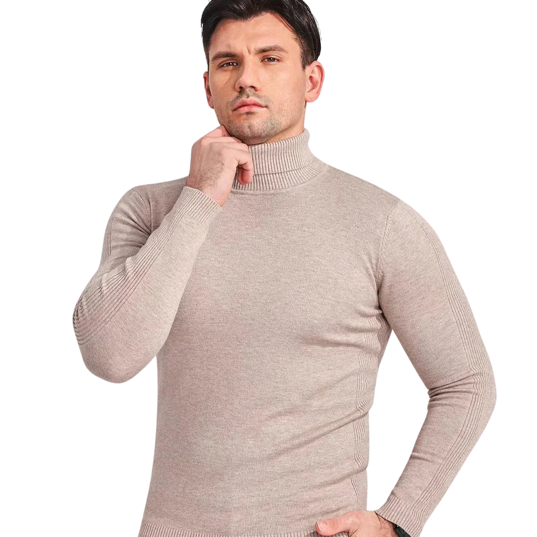 Herre Kashmir Rullekrave Sweater | Luksuriøs Varm Strik i Tidløst Design