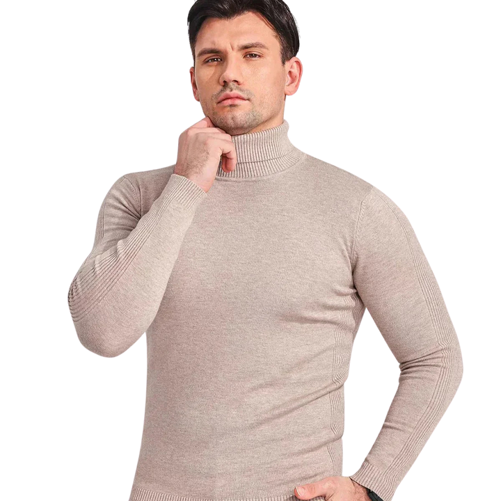 Herre Kashmir Rullekrave Sweater | Luksuriøs Varm Strik i Tidløst Design