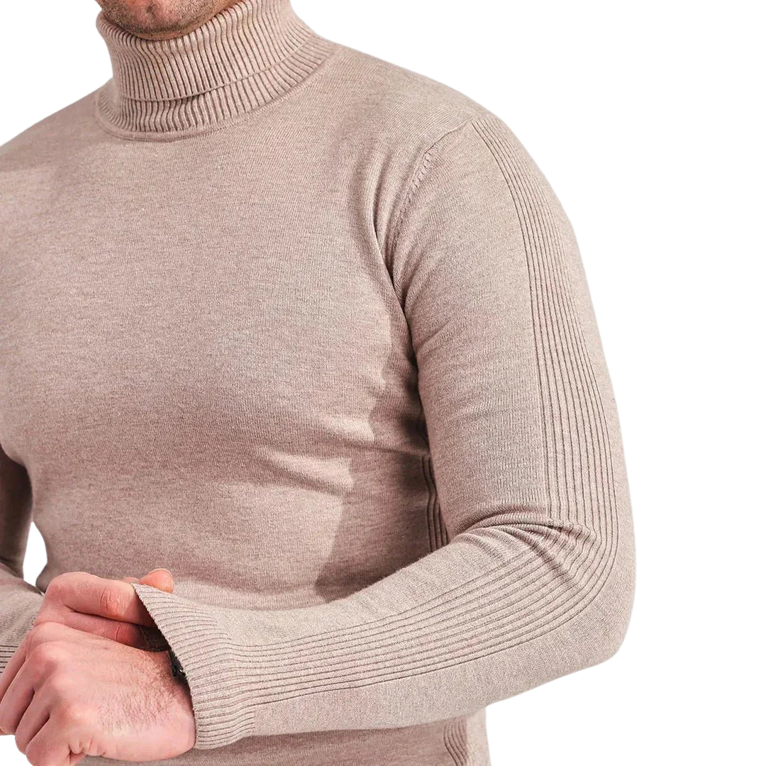 Herre Kashmir Rullekrave Sweater | Luksuriøs Varm Strik i Tidløst Design