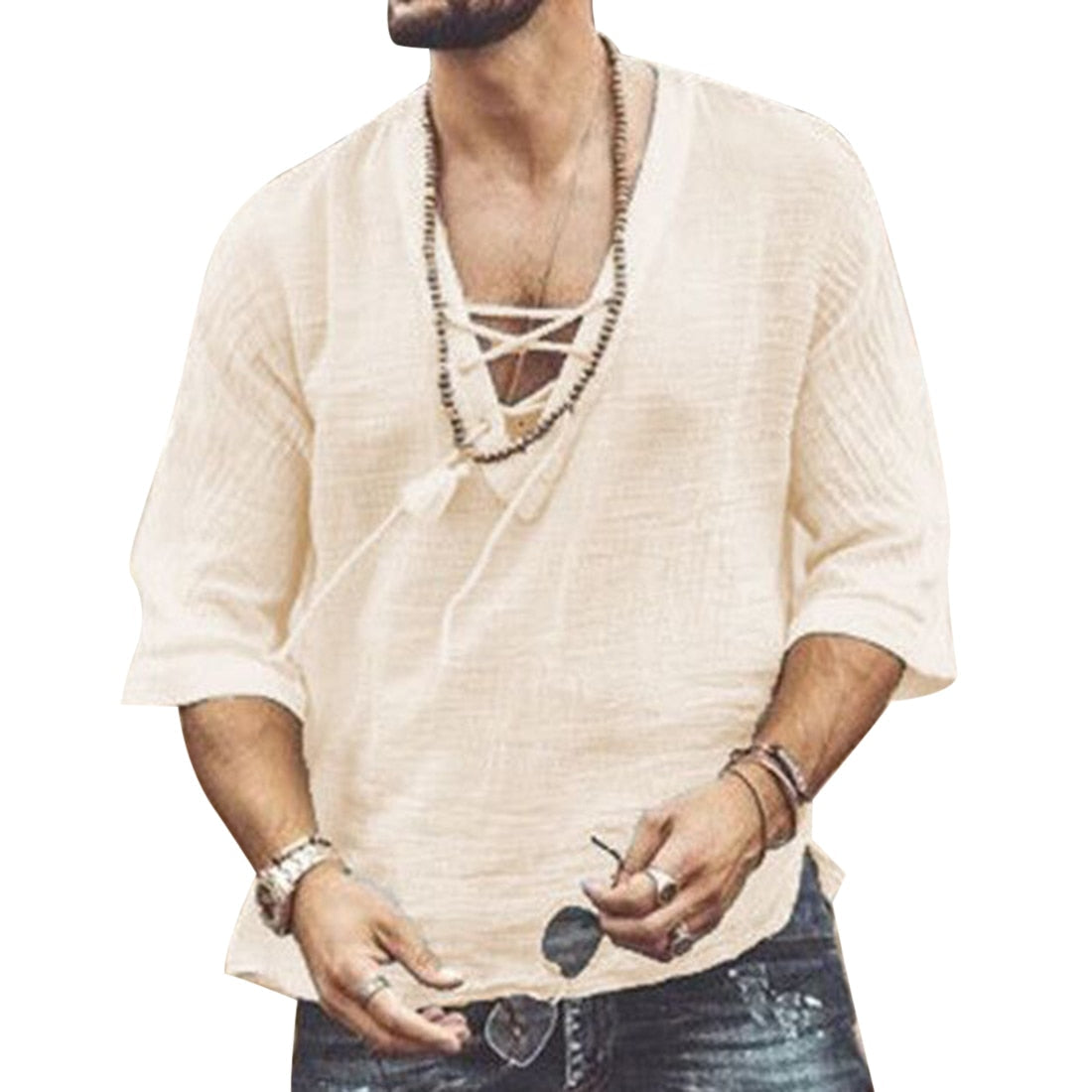 Luftig herreskjorte i bomuld med klassisk krave og moderne pasform