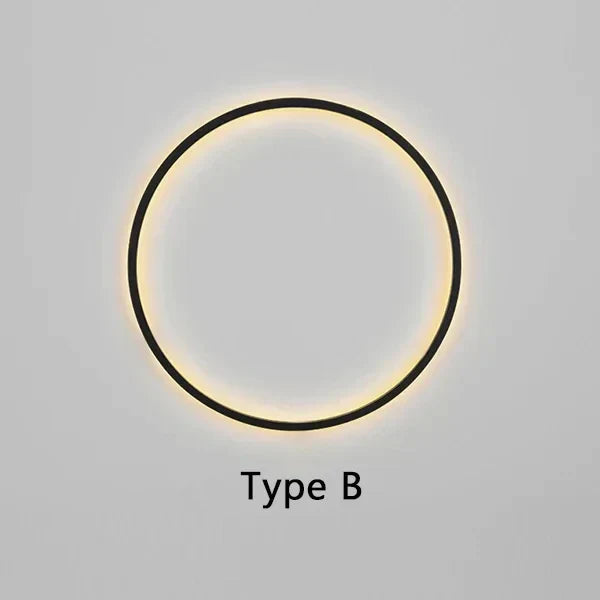 Rund LED-væglampe Type B med minimalistisk design, varm hvid belysning, ideel til moderne indretning. Energi-effektiv belysning.