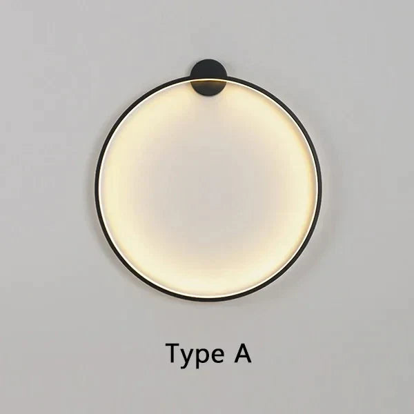 Rund LED-væglampe i minimalistisk design, Type A. Moderne belysning, energibesparende, perfekt til stue eller soveværelse.
