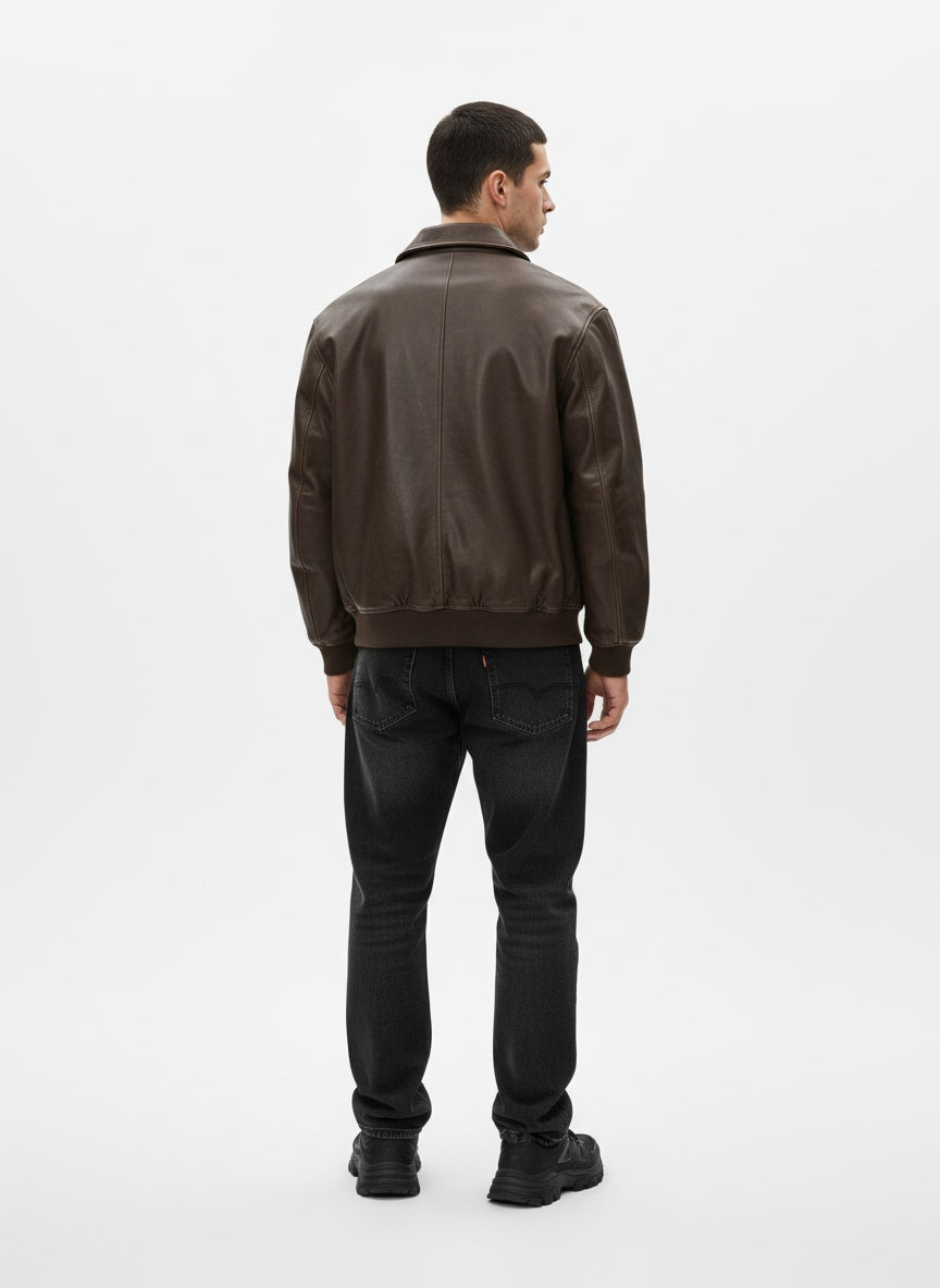 Męska kurtka skórzana klasyczna | nowoczesny smukły krój jesień