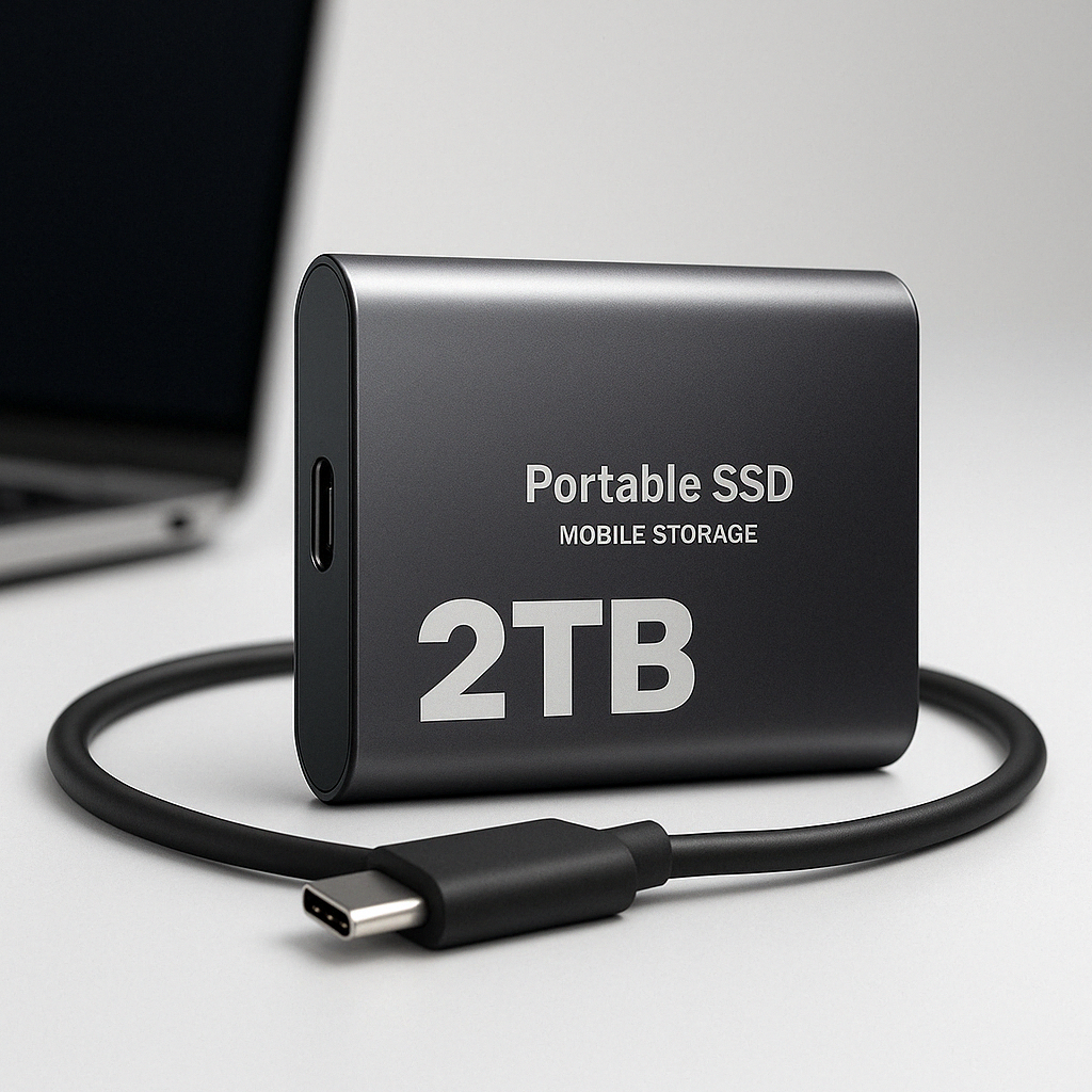 Přenosný SSD 2TB Pevný disk | Externí úložiště USB-C Rychlý přenos Kompaktní