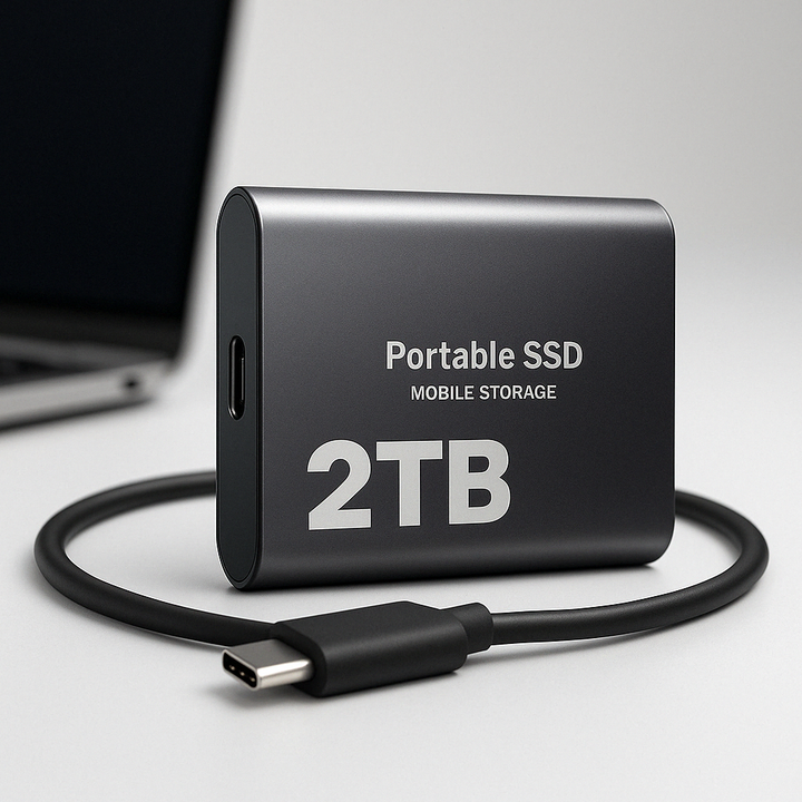 Přenosný SSD 2TB Pevný disk | Externí úložiště USB-C Rychlý přenos Kompaktní