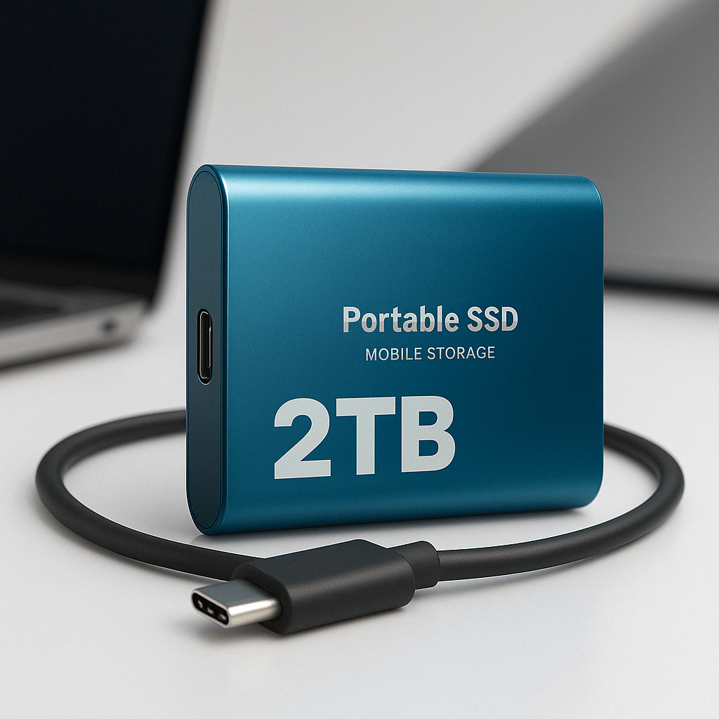 Přenosný SSD 2TB Pevný disk | Externí úložiště USB-C Rychlý přenos Kompaktní