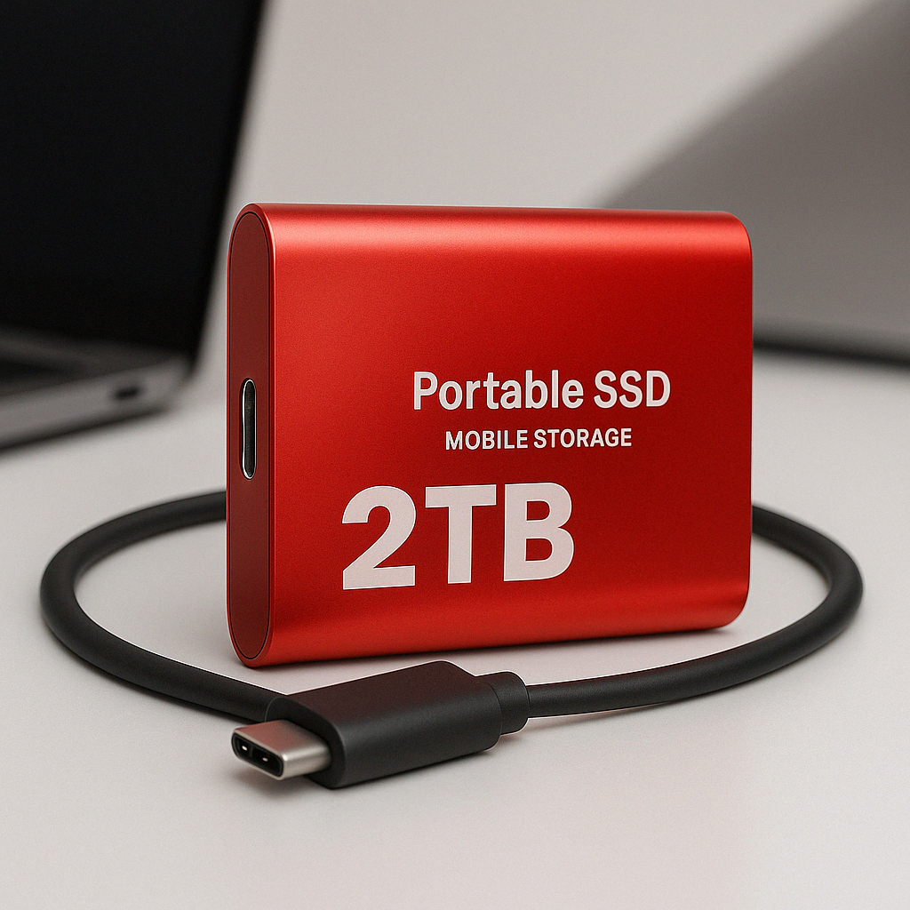 Přenosný SSD 2TB Pevný disk | Externí úložiště USB-C Rychlý přenos Kompaktní