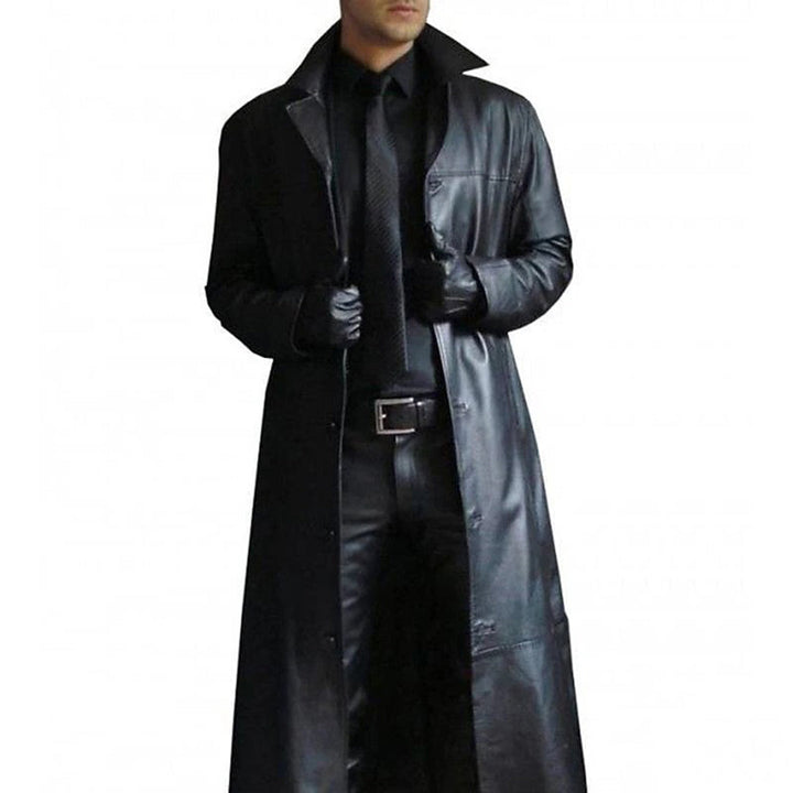 Tijn Herre Læder Trenchcoat | Langt Slankt Silhuet - Robust & Elegant Jakke