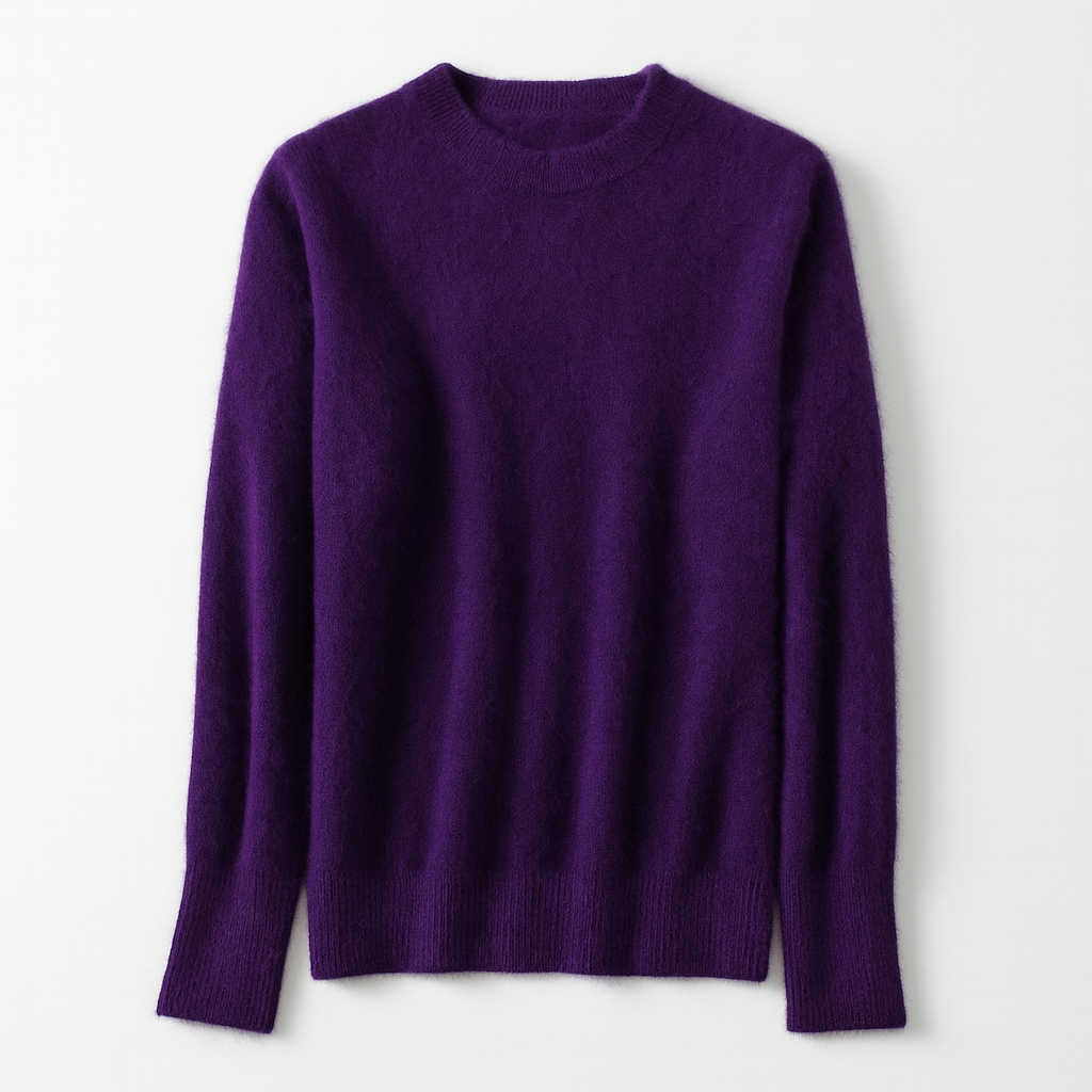 Purple Cashmere Pullover 100% | Half Turtleneck Knit Winter Woman