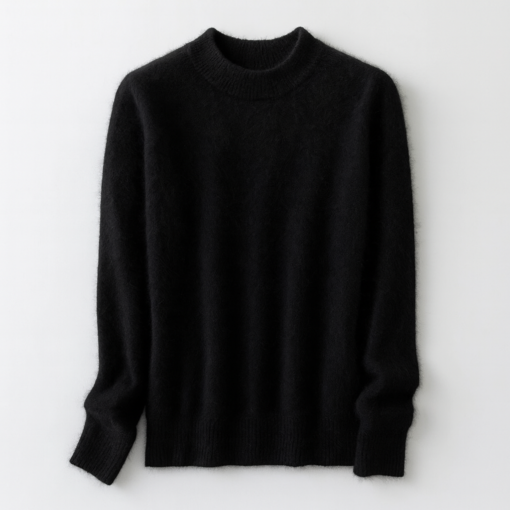 Black Cashmere Pullover 100% | Half Turtleneck Knit Winter Woman