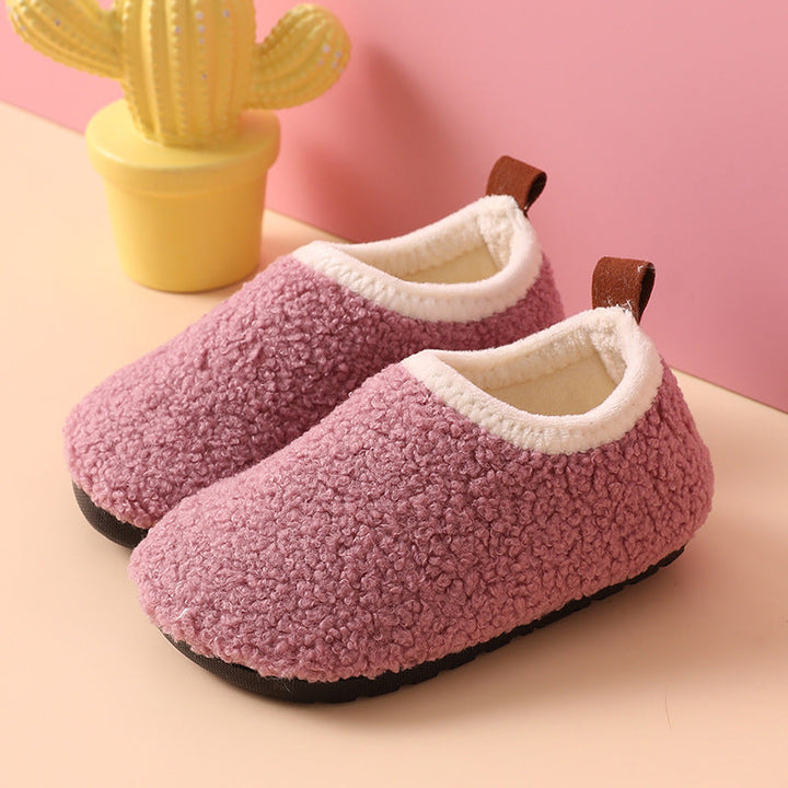 Warm and Non-Slip Wool and Rubber Slippers for Children | Cozy Indoor Shoes for Boys