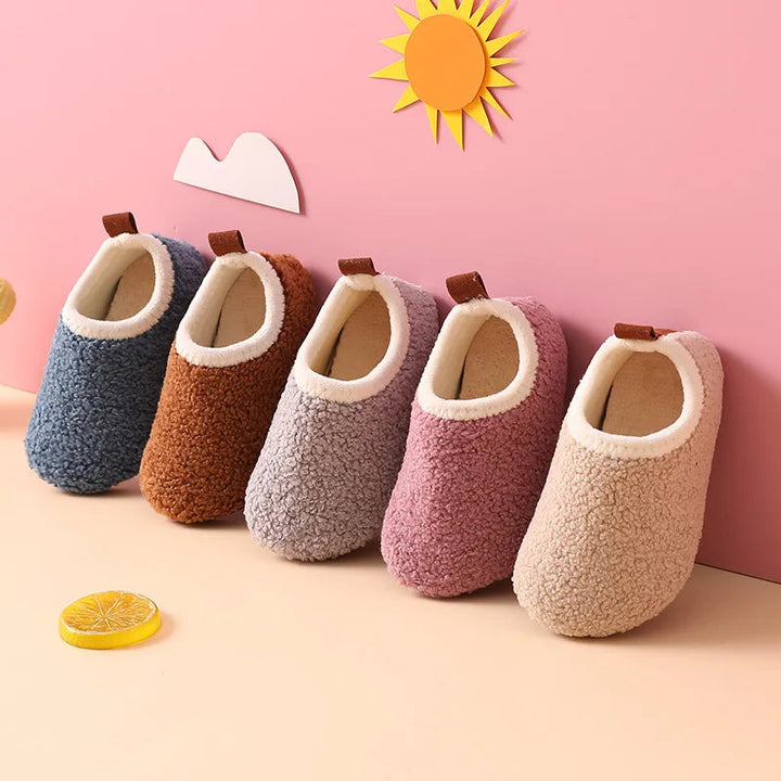 Warm and Non-Slip Wool and Rubber Slippers for Children | Cozy Indoor Shoes for Boys
