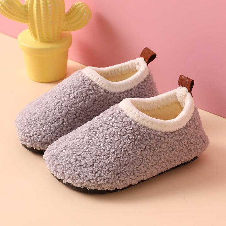 Warm and Non-Slip Wool and Rubber Slippers for Children | Cozy Indoor Shoes for Boys