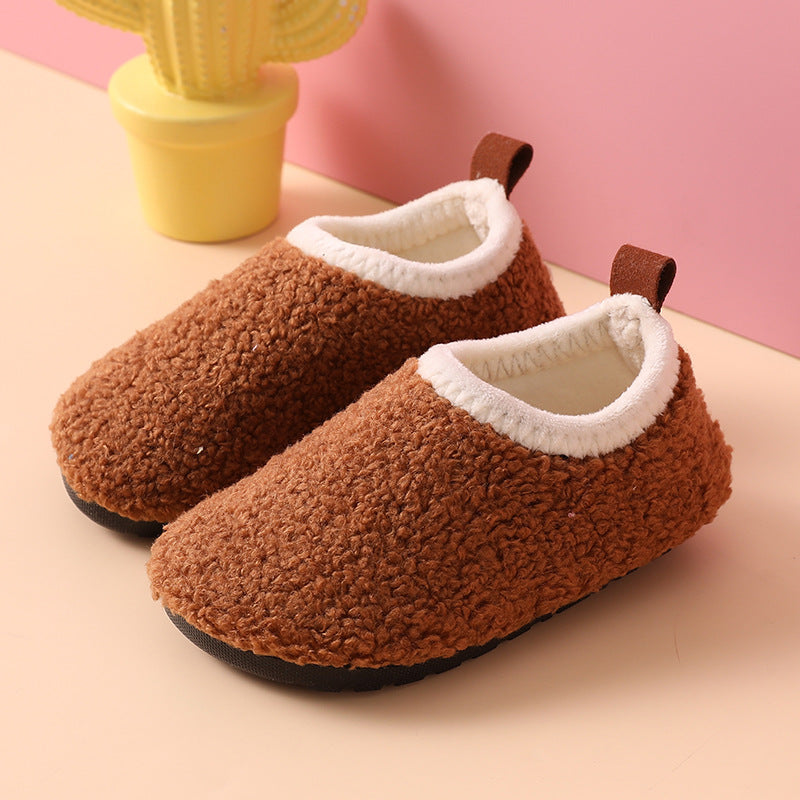 Warm and Non-Slip Wool and Rubber Slippers for Children | Cozy Indoor Shoes for Boys