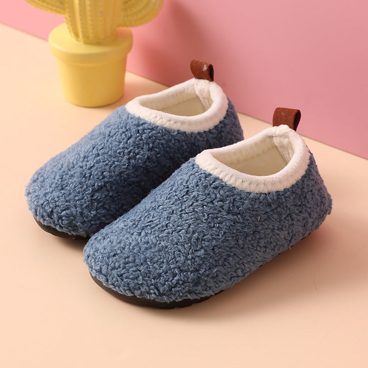 Warm and Non-Slip Wool and Rubber Slippers for Children | Cozy Indoor Shoes for Boys