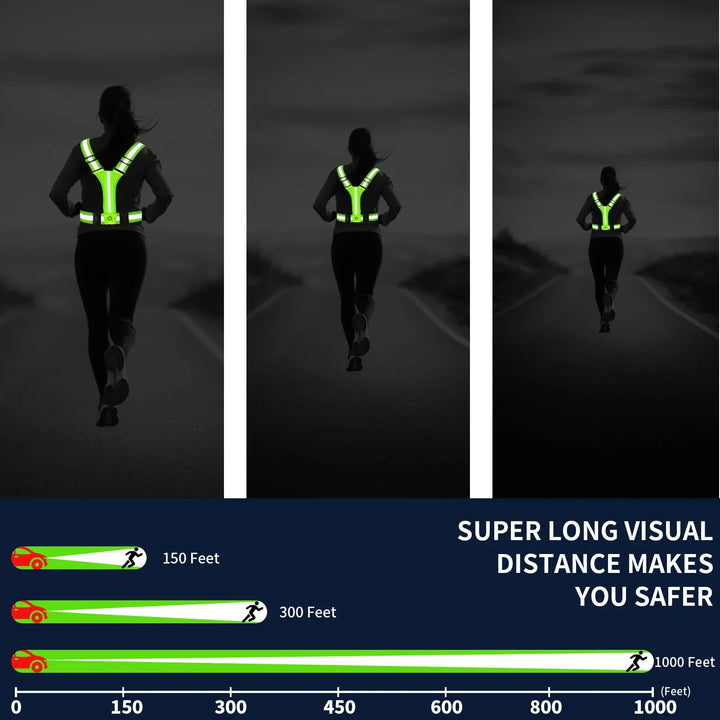 Chaleco LED unisex para correr - alta visibilidad, tiras reflectantes, recargable, ajustable