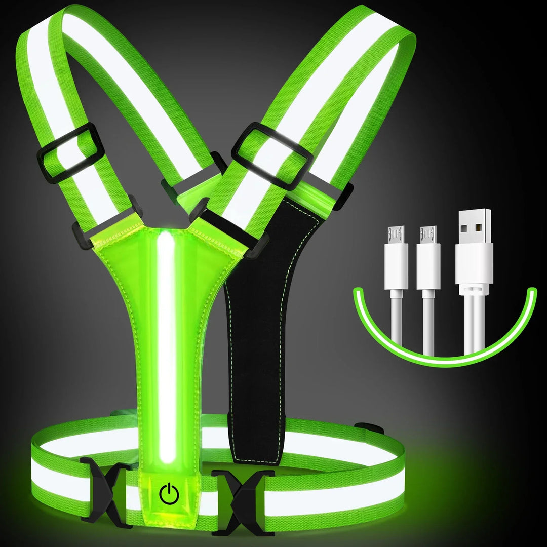 Chaleco LED unisex para correr - alta visibilidad, tiras reflectantes, recargable, ajustable