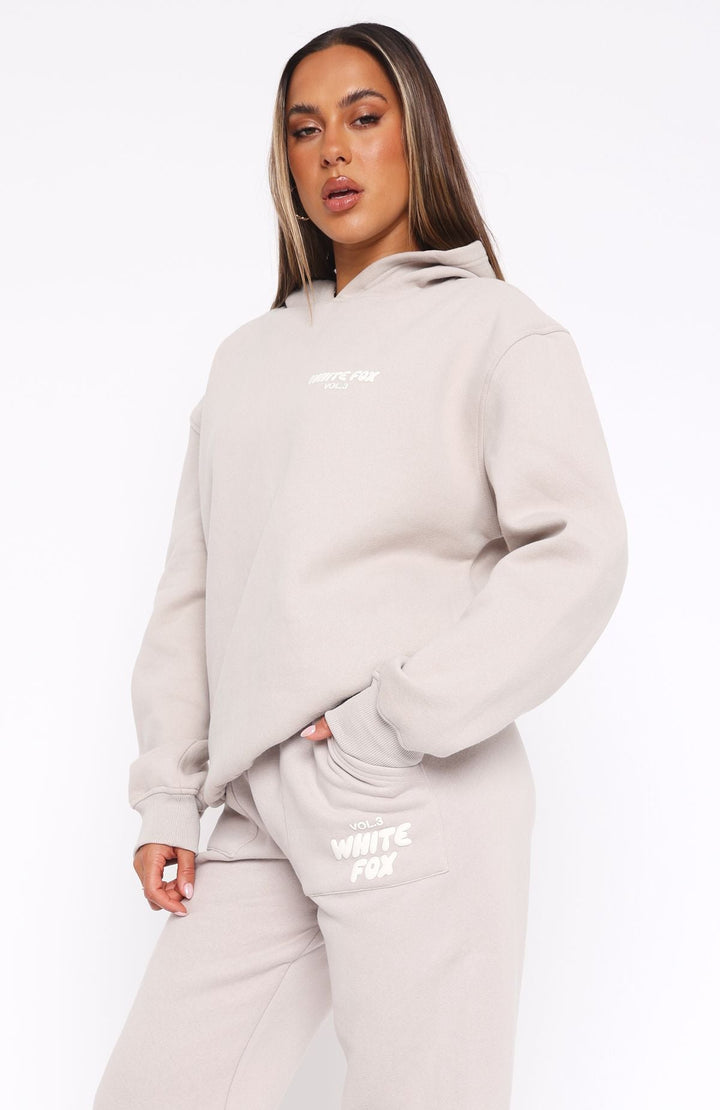 Hvid hættetrøje Fox Moon | Oversize-Passform, Zachte Fleece, Puff-Print