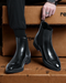 Botines Chelsea para hombres en cuero liso | Punta puntiaguda y tiras elásticas en el lateral