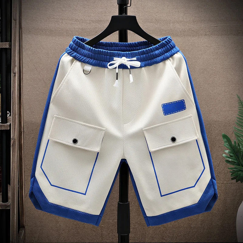 Pantaloncini Cargo Sciolti da Uomo - Pannelli a Contrasto e Coulisse in Vita